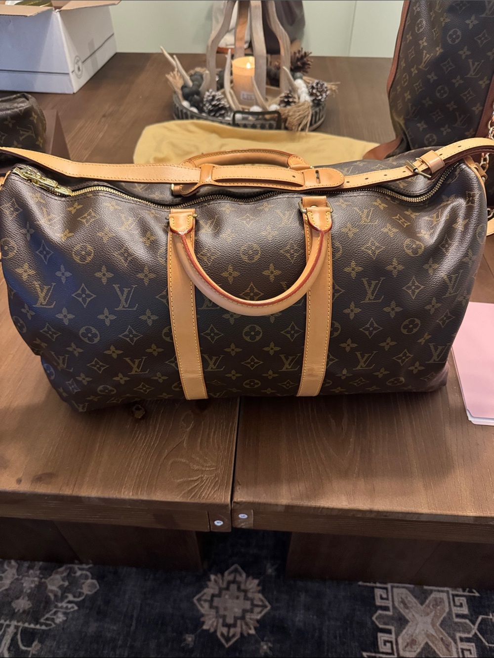 Louis Vuitton Brown Monogram Canvas Duffel with Vachetta Trim